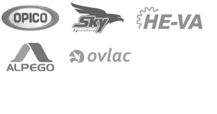 Logos for OPICO, Sky Agriculture, HE-VA, Alpego, Ovlac
