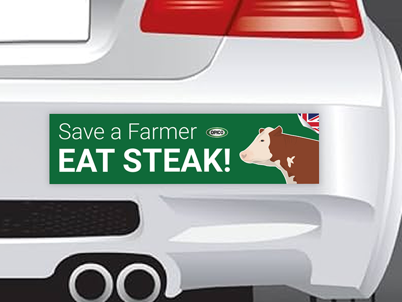 'Save a Farmer' bumper sticker giveaway at the LAMMA show